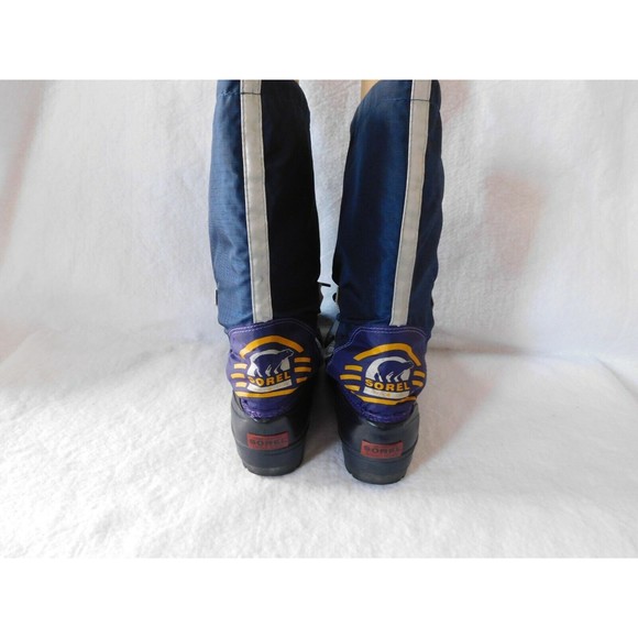Vtg Sorel Hand Crafted Natural Rubber Women's Blue & Purple Laces Boots Size 7 - Picture 3 of 9